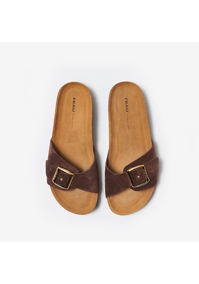 Cocoa Terlik Kadın 17b0 Frau Velour-s Suede Band Kahverengi