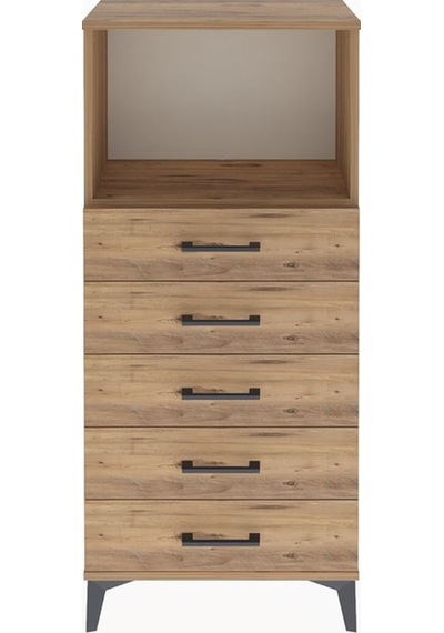 Arges Dolap Tek Raflı 5 Çekmeceli 60x30x134 Çam-çam Atlas Çam
