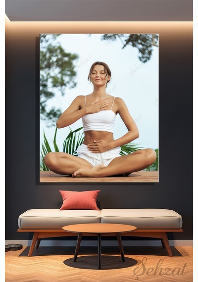 Dikey Kanvas Duvar Tablosu Tekli Ofis Meditasyon Nefes Çalışması Egzersizi Yoga Çok Renkli