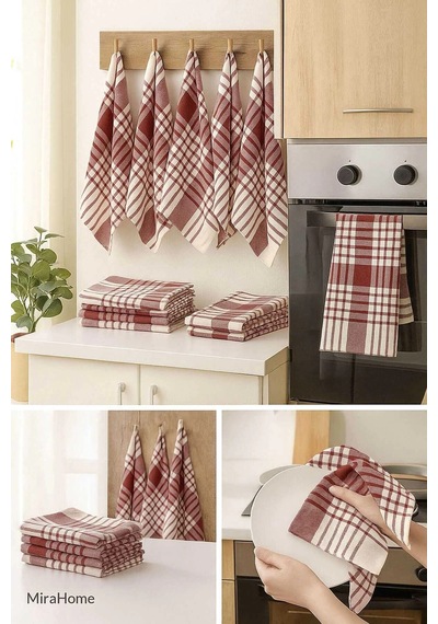10 Lu Lüks Bulaşık Kurulama Bezi Ve Mutfak Peçetesi 50x70 Cm Daily Bordo Çok Renkli