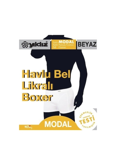 Yıldız 405 Beyaz Havlu Bel Modal Likralı Boxer