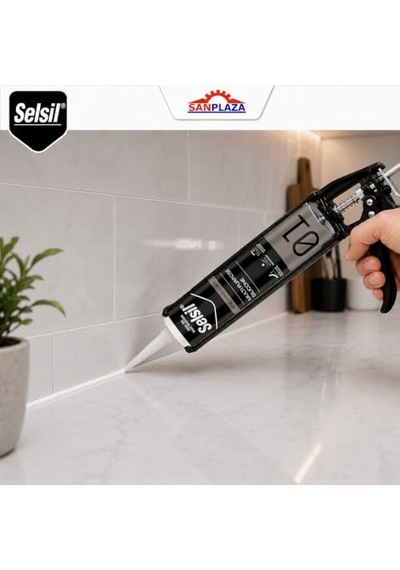 Selsil Genel Amaçlı Beyaz Silikon 280 Gr Cam Pvc Seramik Metal Banyo Mutfak Sızdırmazlık Dolgu Malzemesi 2 Adet