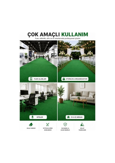 Beylini Yeşil Halıfleks Zemin Yer Kaplama 3 Mm Kalınlığında Rip Halı Duvardan Duvara Halıflex Organizasyon Davet