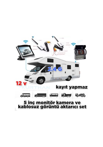 5 '' Monitör+bus Kamera +wifi Görüntü Aktarıcı Seti 12 V Kayıtsız