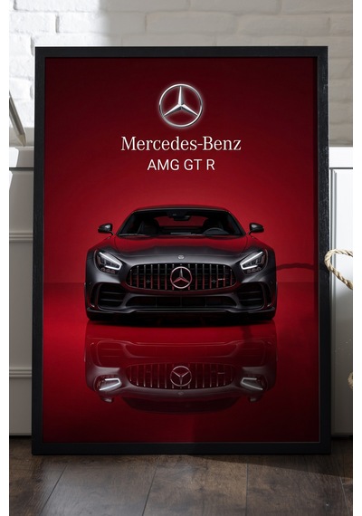 Mercedes-benz Amg Gt R Ahşap Çerçeveli Poster, Dekoratif Araba Duvar Tablosu