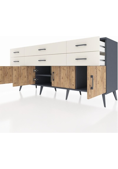 Hyperion Konsol 2 Raflı 6 Çekmeceli 4 Kapaklı 176x44x83 Antrasit-çam/aytaşı Çam/aytaşı Hyperion Konsol 2 Raflı 6 Çekmeceli 4 Kapaklı 176x44x83 Antrasit-çam/aytaşı Çam/aytaşı