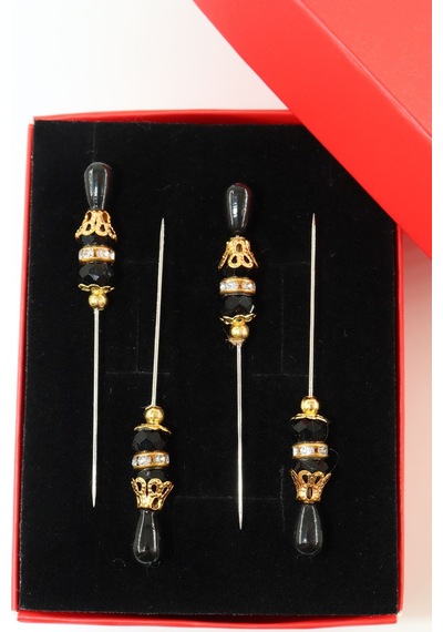 Numetal 4 Lü Boncuklu Taşlı Eşarp İğnesi. Şal İğnesi. Türban İğnesi. Başörtü İğnesi. Eşarp Ve Şal İğnesi. Çok Renkli