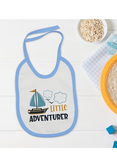 Bk Kids Little Adventurer Tasarımlı Mavi Bebek Mama Önlüğü Mavi