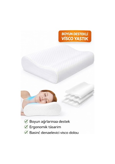 Ortopedik Boyun Yastığı Visco Boyun Düzleşmesi Ve Hassasiyetsı İçin Ergonomik Yastık Genel
