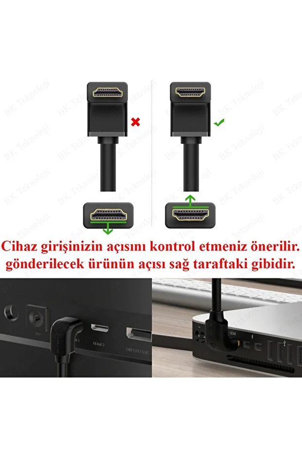 50 Cm Hdmi Uzatma Kablosu 90 Derece Açı Erkek Dişi Adaptör Tvler Dizüstü Bilgisayarlar İçin L Tipi 50cm