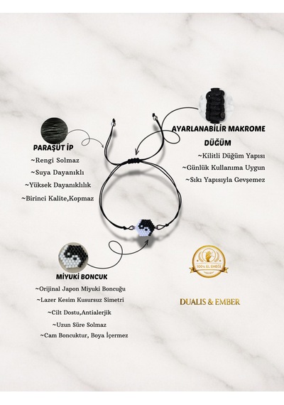 Yin Yang&çizgi Miyuki Bileklik Set Siyah - Beyaz