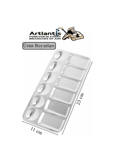 Dikdörtgen Metal Palet 1 Adet Metal Boya Paleti 12 Hazneli 11x23 Cm Paslanmaz Resim Boyama Paleti Fırça Hediyeli