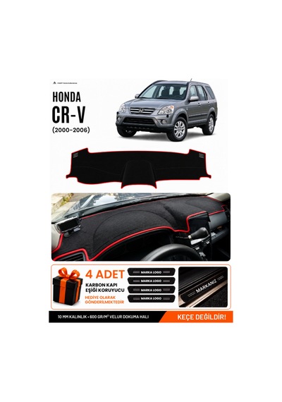 Honda Cr-v 2000-2006 Uyumlu Torpido Koruma, Torpido Örtüsü, Torpido Kılıfı - Siyah-kırmızı - Ho014