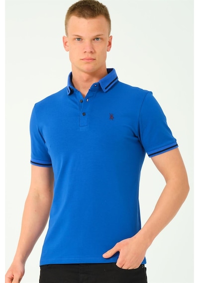 T8586 Dewberry Erkek Polo Yaka T-shırt-sax-2