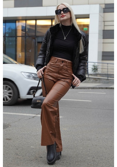 Madmext Mad Girls Bej Deri Pantolon Mg1316-bej Bej