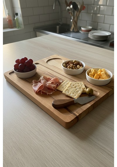 Doğal Masif Ahşap 3 Bölmeli Sunum Tabağı