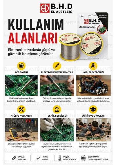 Lehim Havya Teli 50 Gr 1.2mm 40/60 Kalay Kurşun Lehim Teli Elektronik Devre Pcb Tamir Ve Montaj