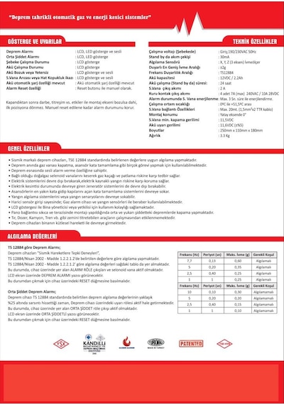Sismik Nofıre-2 Deprem Uyarı Ve Alarm Cihazı Sismik/deprem Sensörü