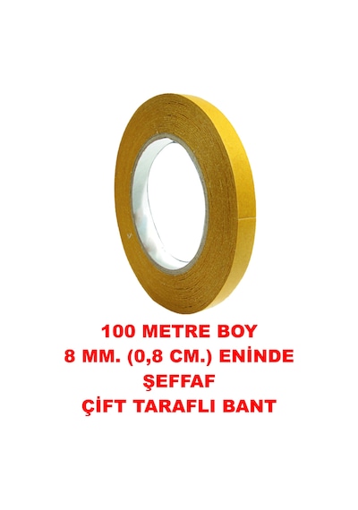 Çift Taraflı Şeffaf Bant 100 M. 8 Mm 1 Adet