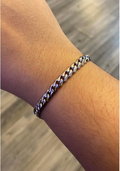 Celikchi Unisex 6 Mm Zincir Silver Renk Çelik Bileklik Silver