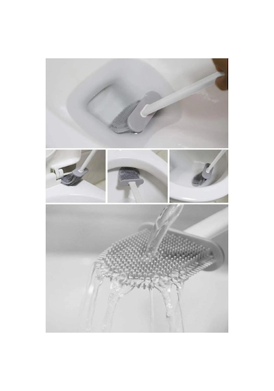 Silikon Banyo Tuvalet Klozet Temizleme Fırçası Ve Tutucu Beyaz