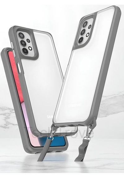 Samsung Uyumlu Galaxy A32 Kılıf Kamera Korumalı Şeffaf Arka Yüzeyli Askı Aparatlı Kapak
