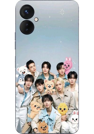 Tecno Spark 9 Pro Uyumlu Tray Kids K-pop Grubu Ve Skzoo Temalı Baskılı Silikon Kılıf Renkli