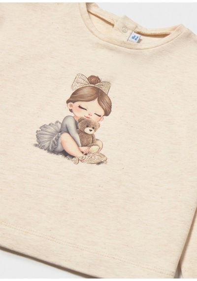 Mayoral Kış Sezon Kız Bebek Uzun Kol Baskılı Tshirt - Krem