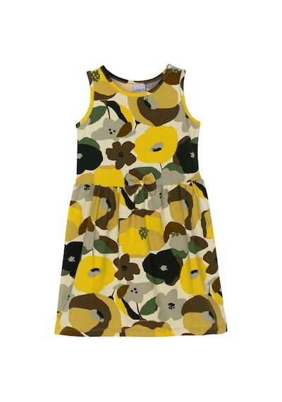 Lovetti Kız Çocuk Retro Flowers Desen Kolsuz Elbise 5757-111Y020 Yeşil