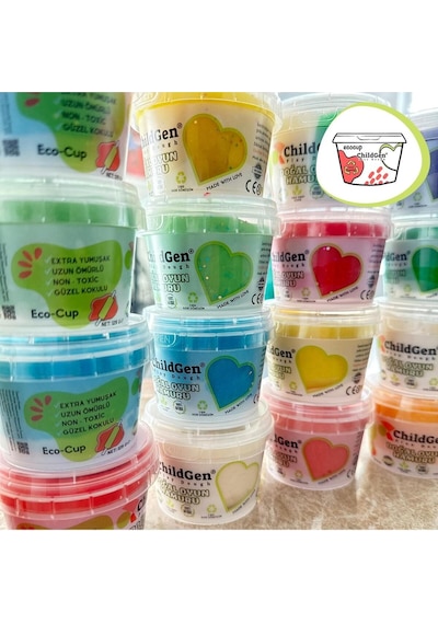 Doğal Oyun Hamuru - Eco Cup- 3'lü Ana Renkler Mavi - Kırmızı - Sarı 3x125gr