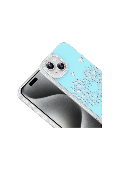 iPhone 14 Kılıf Damla Taşlı Zore Rivas Sert Pc Kapak - Mavi