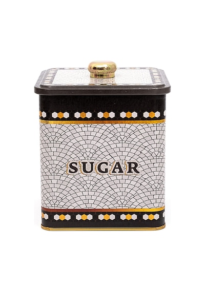 Mosaic Sugar Desenli Kare Metal Saklama Kabı 12 x 12 x 13.7 CM 1.8 L Çok Renkli
