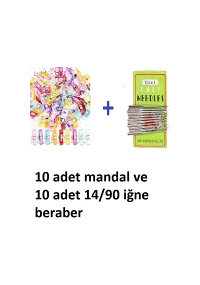 Tr Dikiş Nakış Plastik Klips Tutucu Mandal Renkli 10 Adet - Dali Ev Tipi Makine Iğnesi 14/90 10 Adet Genel