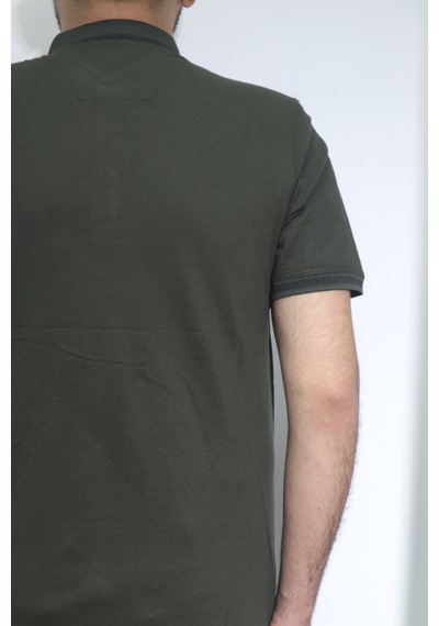 Santa Dmctekstil Erkek Düz Spor Kesim Rahat Kalıp Polo Yaka T-shirt Haki