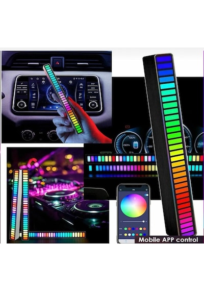 Sese Duyarli Rgb Tasinabilir Ritim Isigı Ambiyans Aydinlatma Ekolayzer Led Us Girisli Led Bar