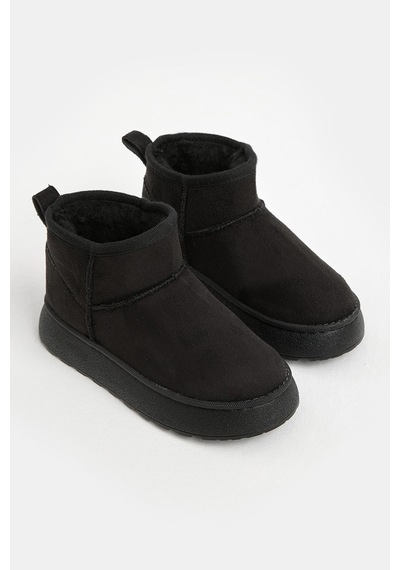 Tonny Black Kalın Poli Taban İçi Kürklü Süet Görünümlü Çocuk Unisex Siyah Günlük Bot Tbsz015 Siyah