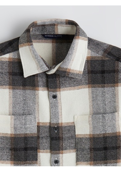 Lcwaıkıkı Classic Bej Loose Fit Ekose Erkek Gömlek