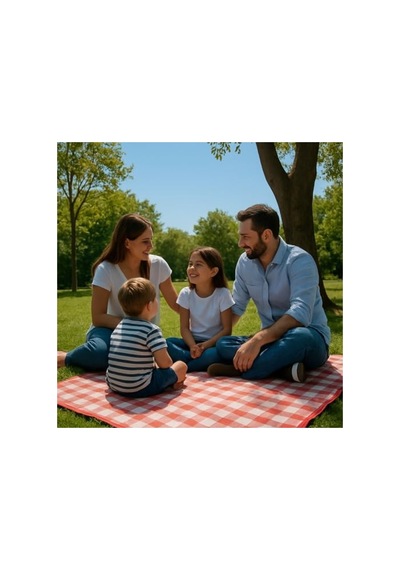 Çift Katlı Su Geçirmez Piknik Örtüsü, 200x150 Cm Boyutunda Açık Gri