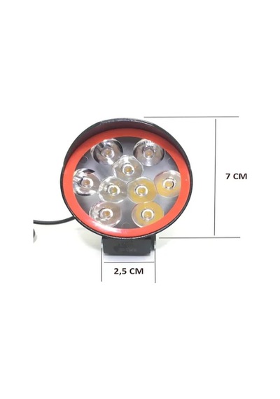 1 Adet 9 Led Kırmızı Çemberli Motosiklet Atv Off-road Sis Farı Çalışma Lambası Seti - 12v 10w Siyah