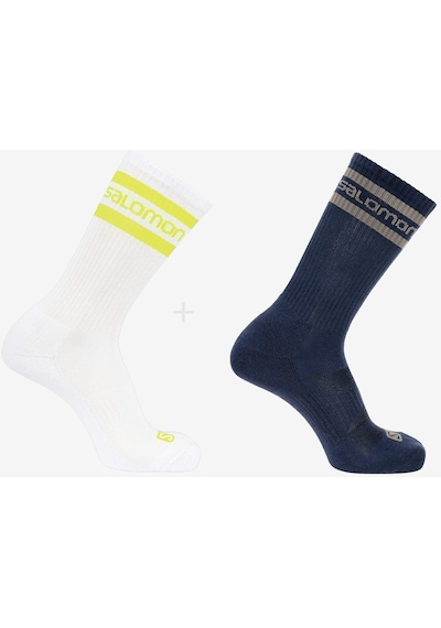 Salomon 369 Crew 2 Pack Çorap White/neon Yellow/dark Denim/roaste 001