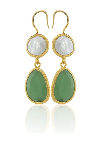 Kadir Jewellery 22 Ayar Altın Kaplama Kadın İnci Küpe -el İşçiliği Ve Hipoalerjenik Küpe Yeşil 52077452