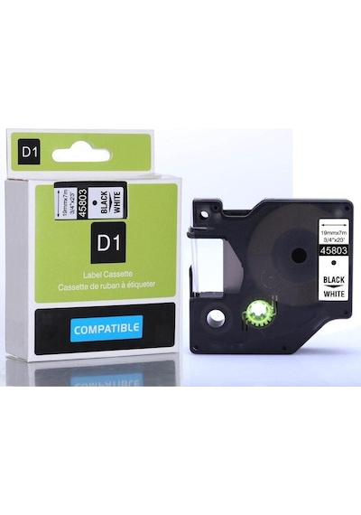 Dymo D1 Serisi Beyaz Etikete Siyah 45803 19Mmx7M