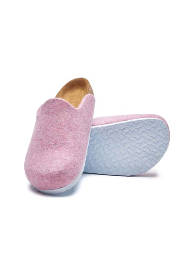 Comfortfusse Favor - Erkek Ortopedik Yün Keçe Sabo Ev Terliği Pembe Yün