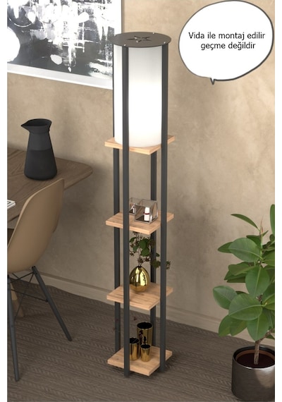 Yıldızlı Raflı Kitaplıklı Atlantik Çam Lambader 4001a Metal