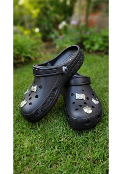Stil Shoes Kadın Croks Eva Terlik Hafif Rahat Şık Taşlı Yumuşak Terlik Siyah