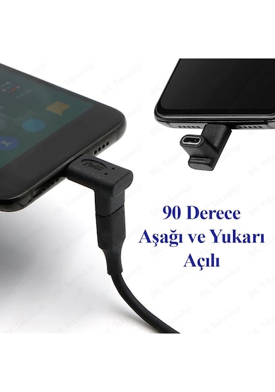 90 Derece Dirsek Aşağı Ve Yukarı Açılı Usb C Type-c Erkek - Dişi