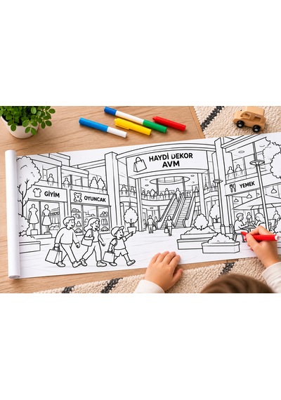 Haydi Dekor Kendi Şehrimi Boyuyorum Boyama Rulosu 30x400 Cm 4 Metre Dev Şehir Temalı Eğitici Ve Eğlenceli Çocuk Boyama Kağıdı 1 Adet