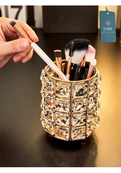 Cristella Lüks Masaüstü Kalemlik, Makyaj Fırçalığı, Organizer, Düzenleyici, Mum Tutucu 12 Cm Rose Gold
