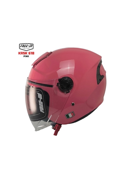 Free-m 618 Güneş Vizörlü Yarım Açık Kask Pembe