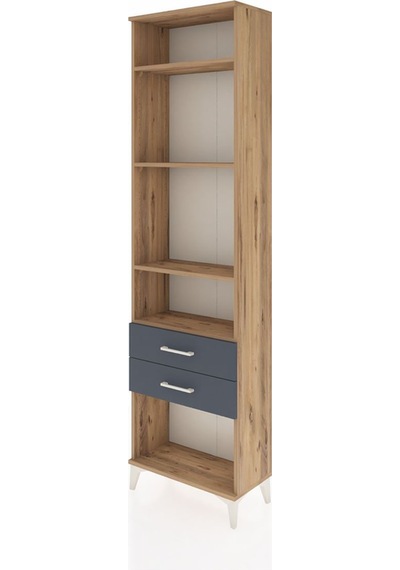 Arges Dolap 4 Raflı 2 Çekmeceli 60x30x221 Çam-antrasit Atlas Çam